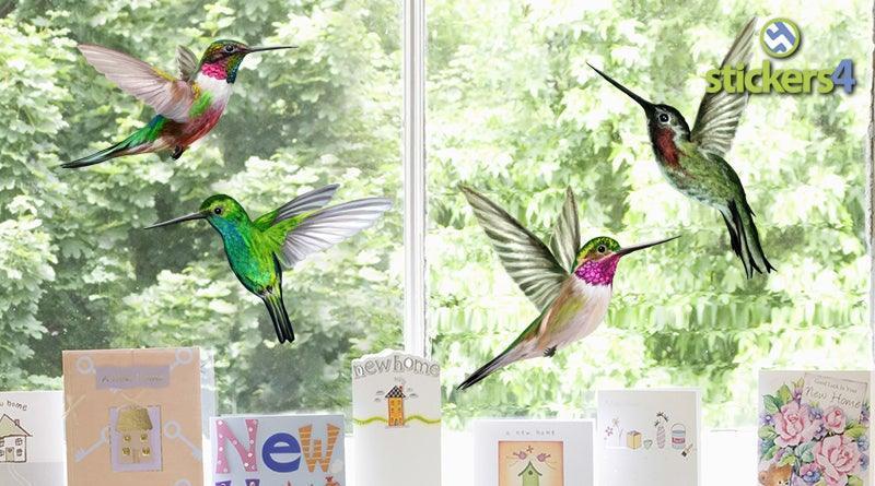 Set of 4 Humming Bird window stickers