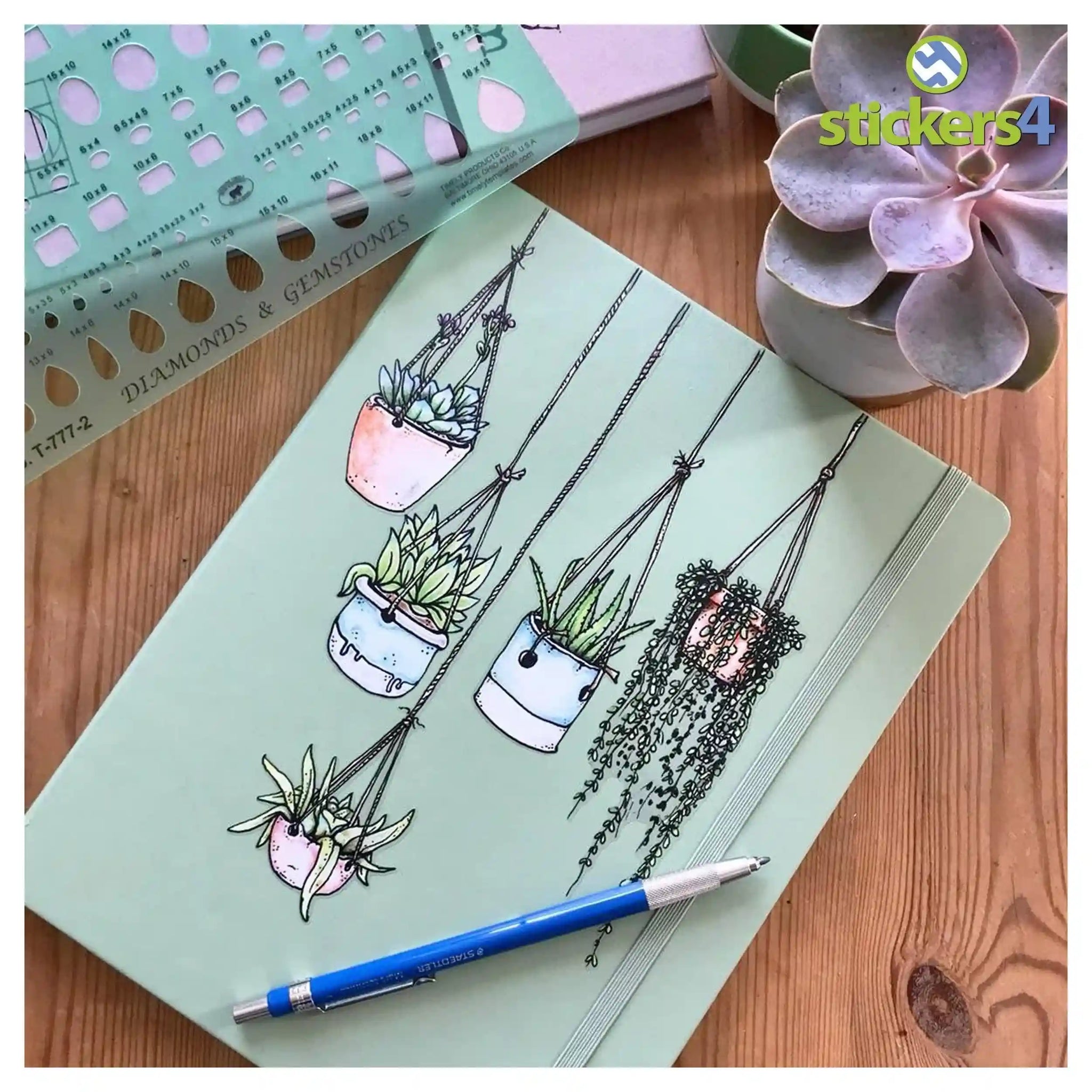 hanging plant window stickers Hanging plant decal stickers | Laptop stickers