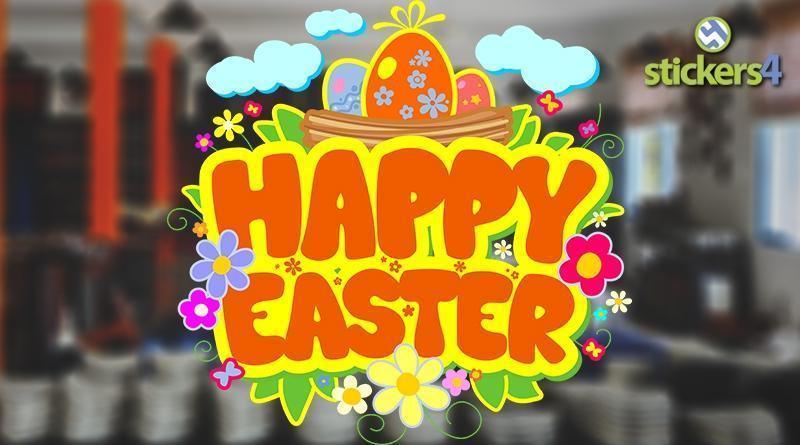 Small Happy Easter Cloud Window Cling Easter