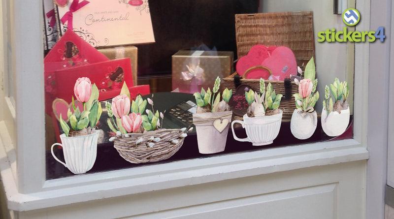 Spring Planters Window Cling Stickers Spring Window Displays