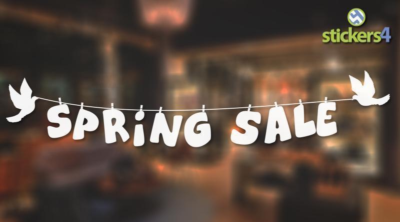 Spring Sale with Birds Retail Window Display