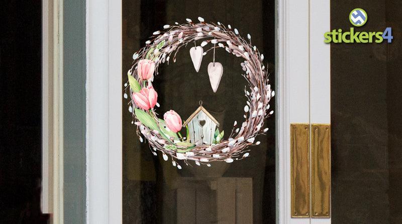 Spring Wreath Window Cling Spring Window Displays