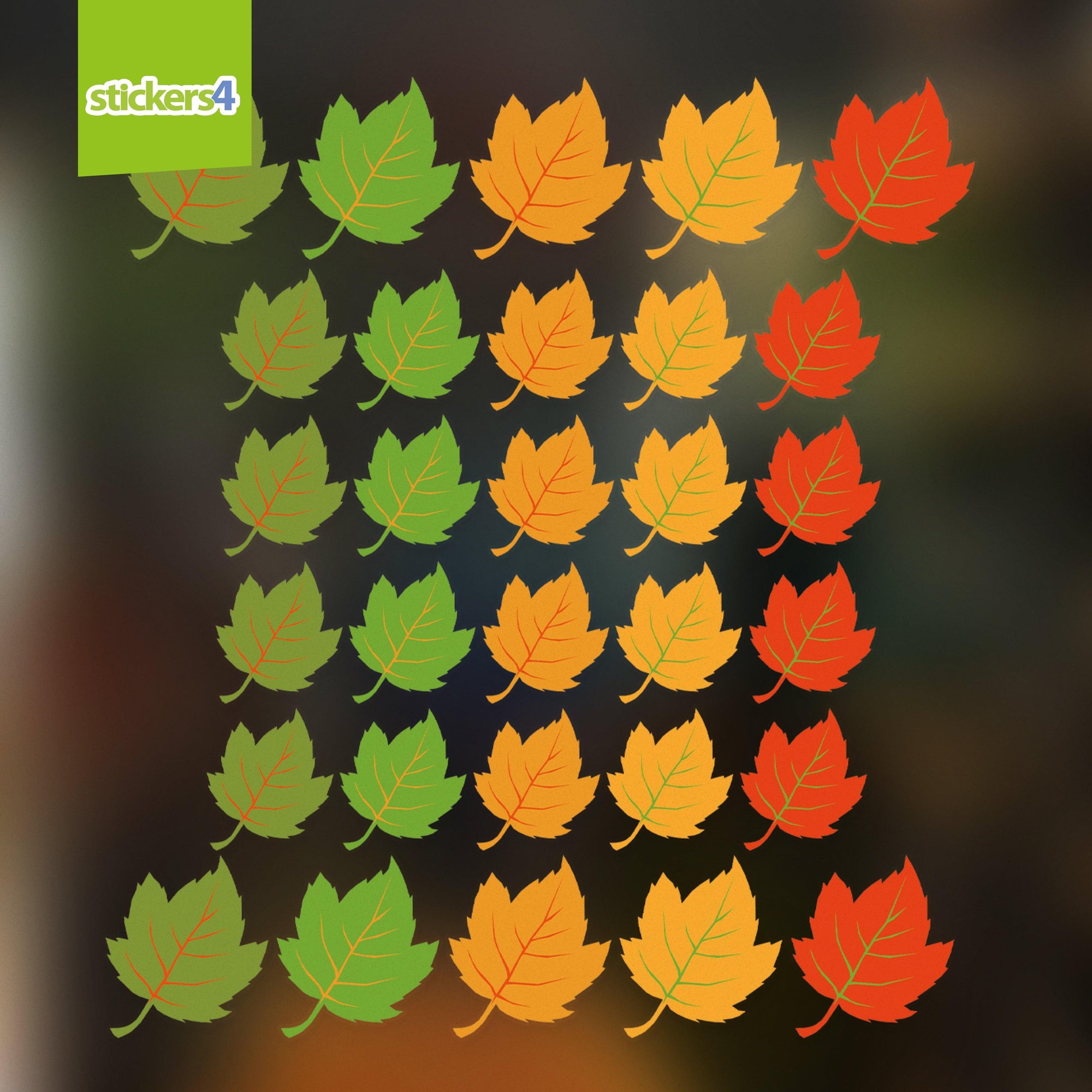 Standard Autumn Leaves Window Stickers - Pack 3 Autumn Window Display