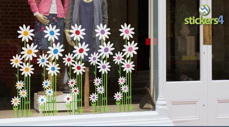 Standard Daisies with Stems Window Sticker Seasonal Window Display