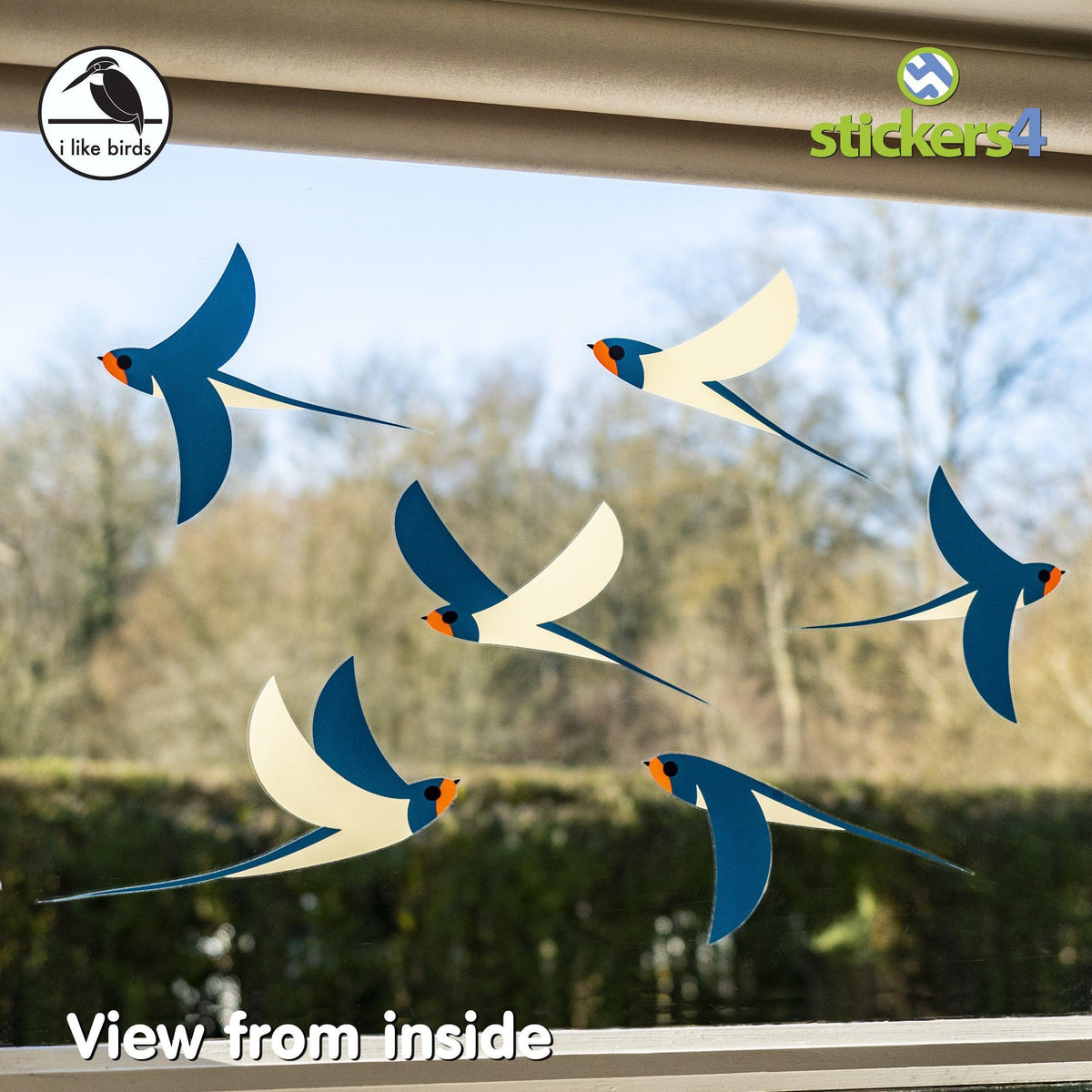 Swallows - set of static cling window stickers Decorative Bird Strike Prevention