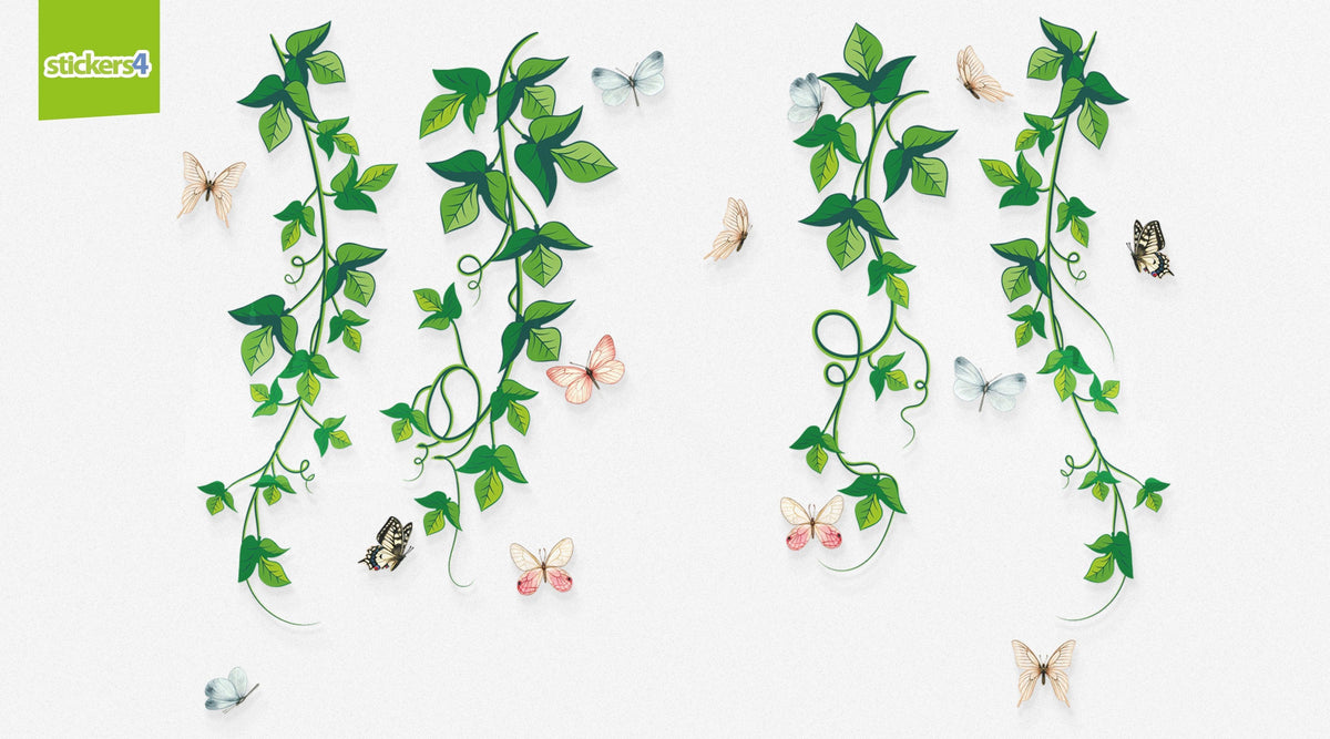 Trailing Ivy &amp; Butterflies - DOUBLE SIDED Window Cling Stickers Spring Window Displays