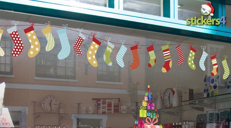 Vintage Hanging Stockings Border Christmas Window Display