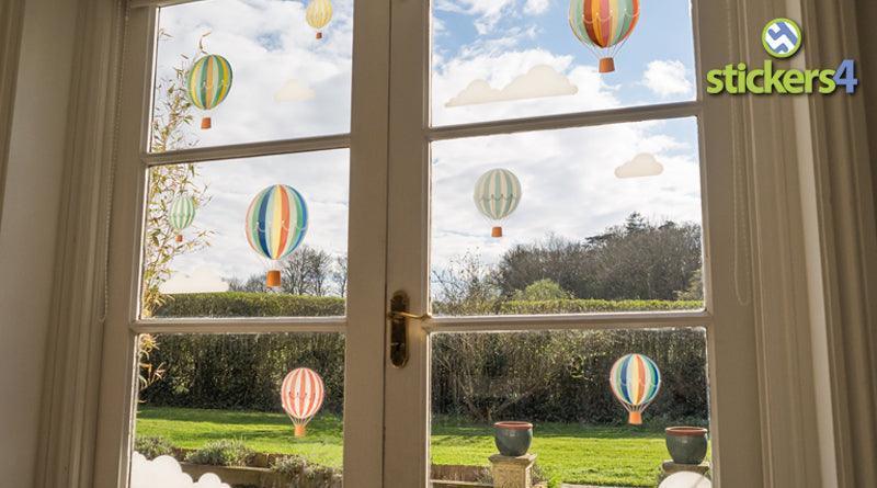 Vintage Hot Air Balloons and Clouds Decorative Window Displays