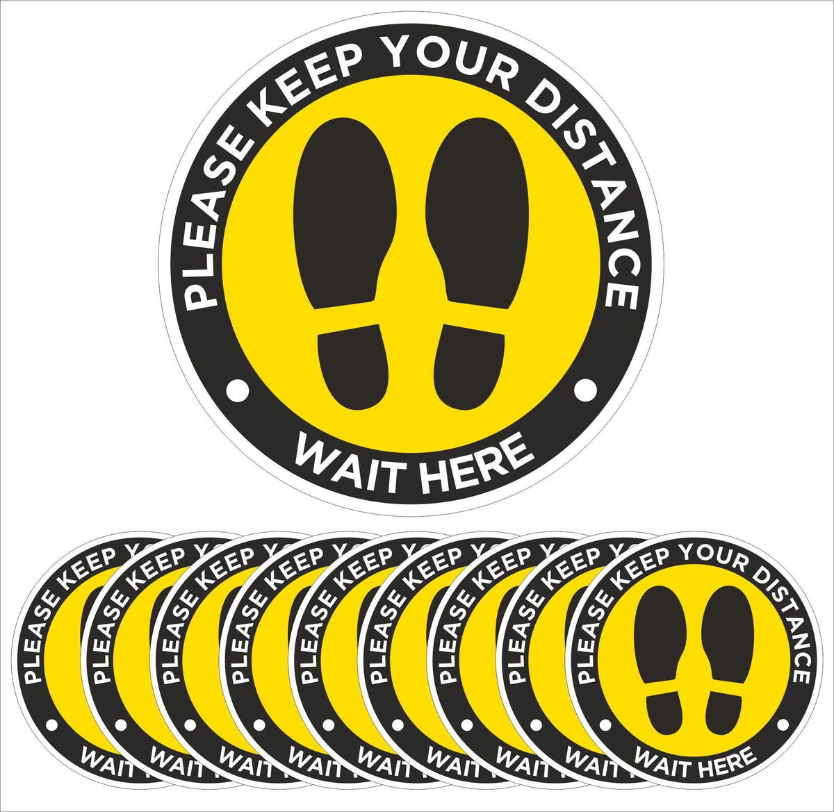 Wait Here - Please Keep Your Distance - Social Distancing Floor Graphic (Roundel) 