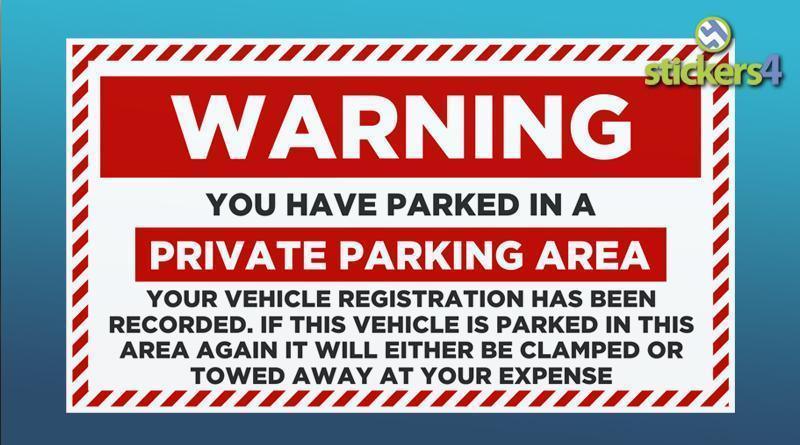 Warning Sticker - Private Parking Area Your Business