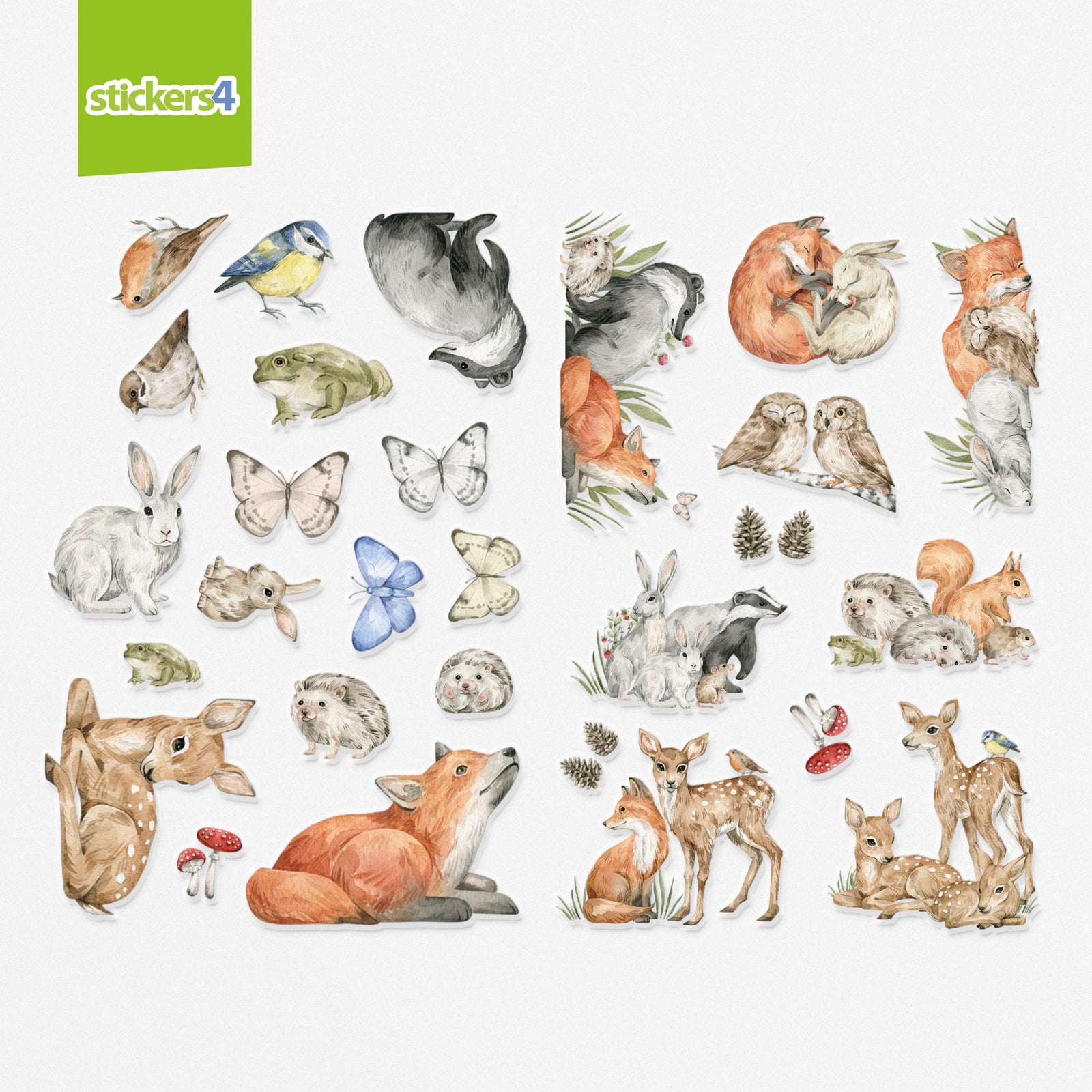 Watercolour Woodland Wildlife Laptop Sticker Pack Laptop Sticker