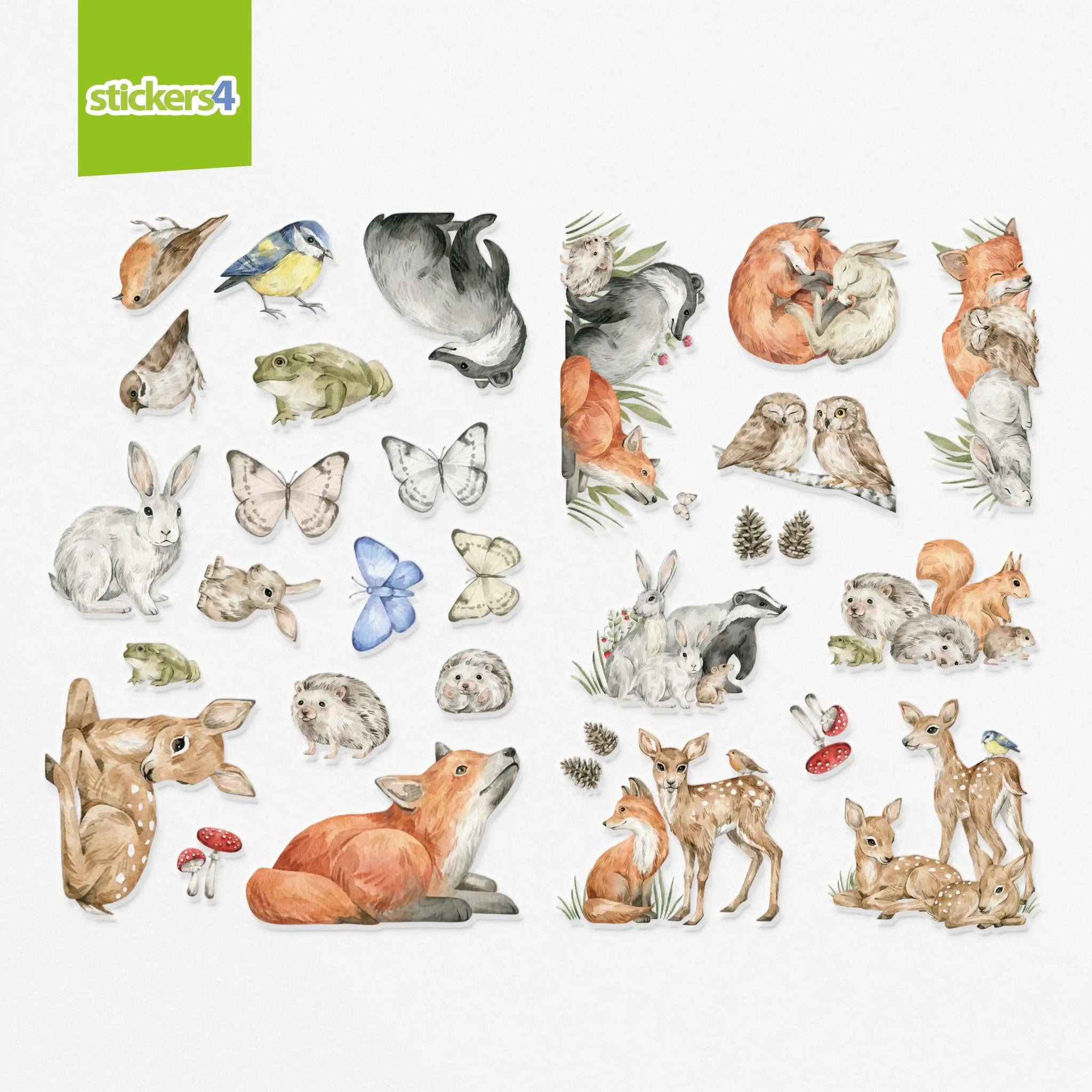 Watercolour Woodland Wildlife Laptop Sticker Pack