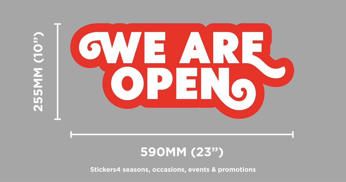 We Are Open - Red/White Single-sided Window Cling Sticker Your Business
