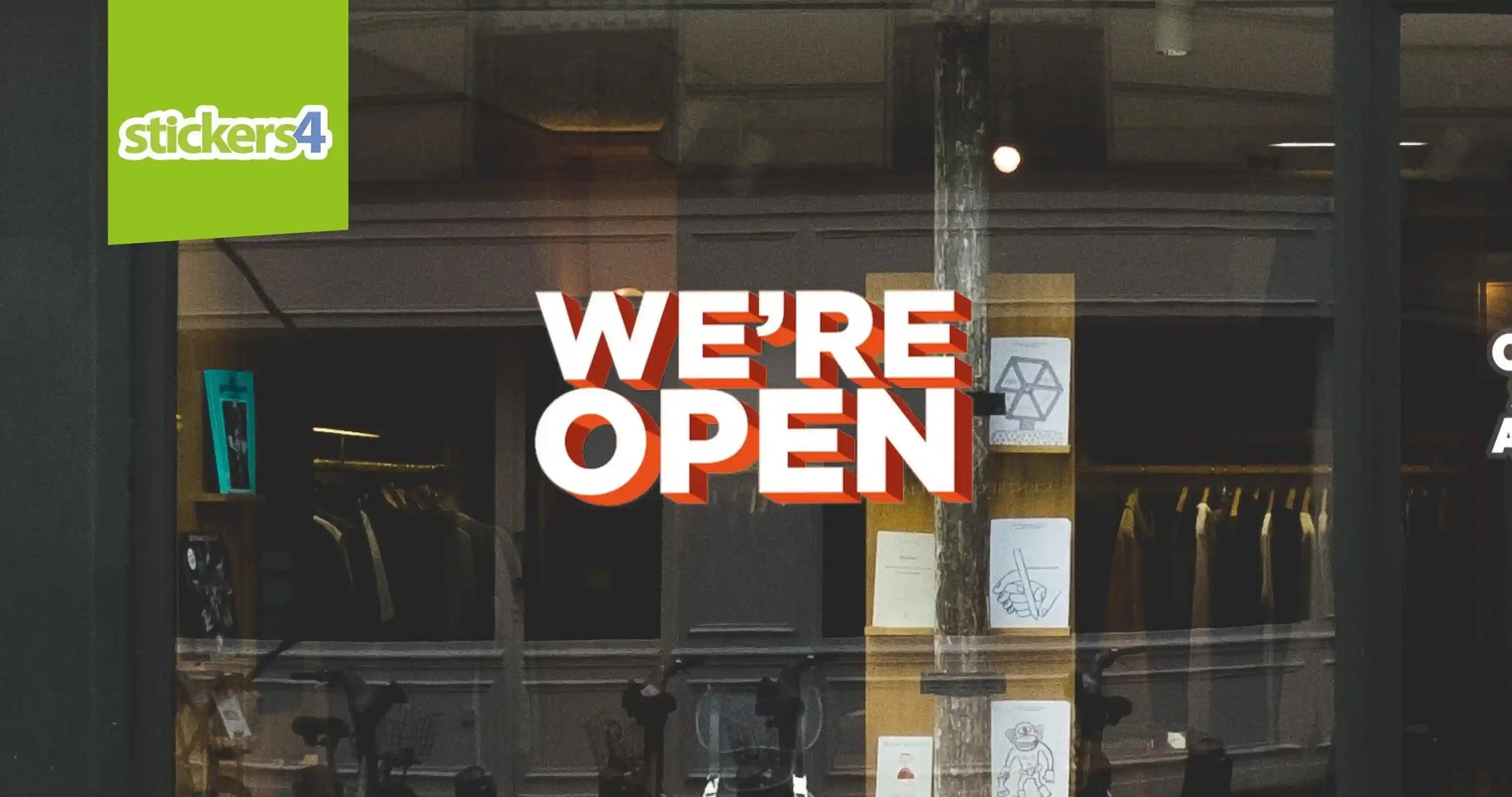 We're Open Shop Window Sticker Sign