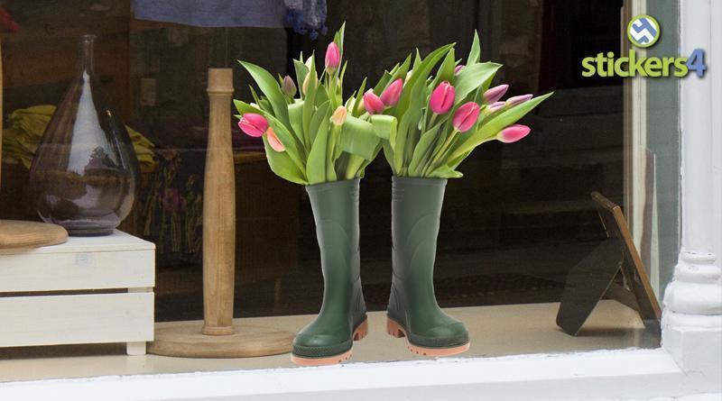 Wellies and Tulips Seasonal Window Display