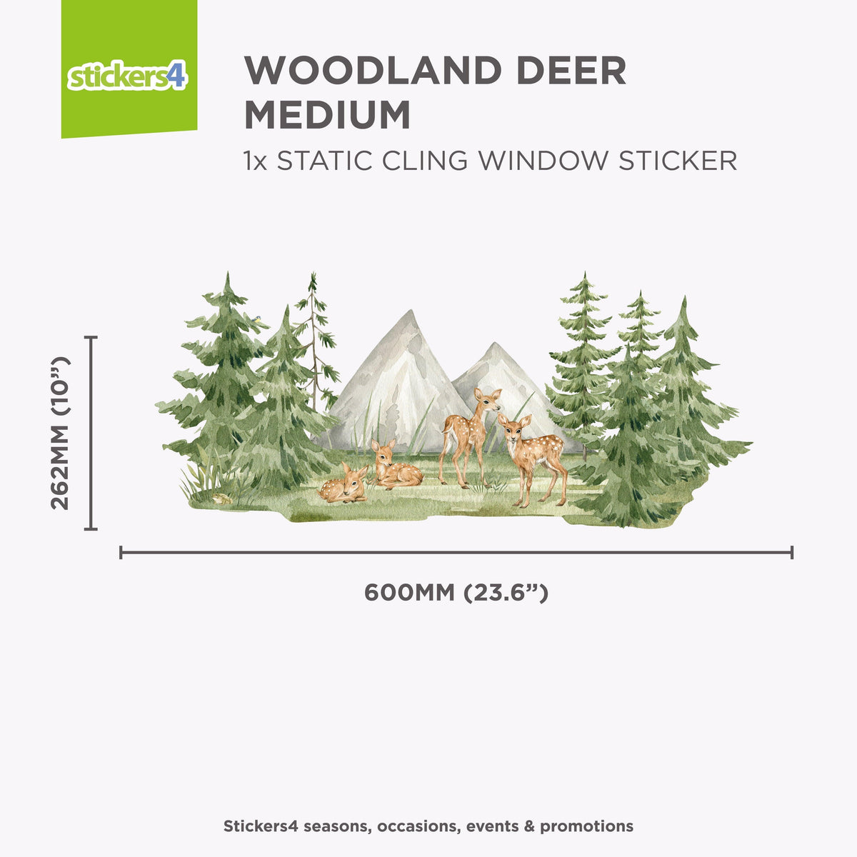Woodland Deer Scene Border - Watercolour Style Window Sticker Seasonal Window Display